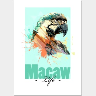 Tropical Aquarell Macaw Parrot Life Posters and Art
